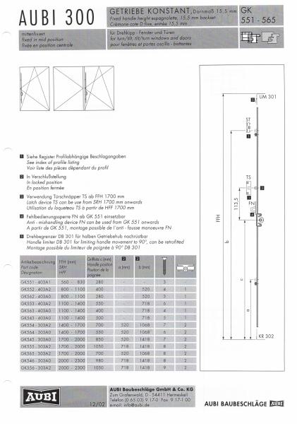 AUBI Fenstergetriebe GK555